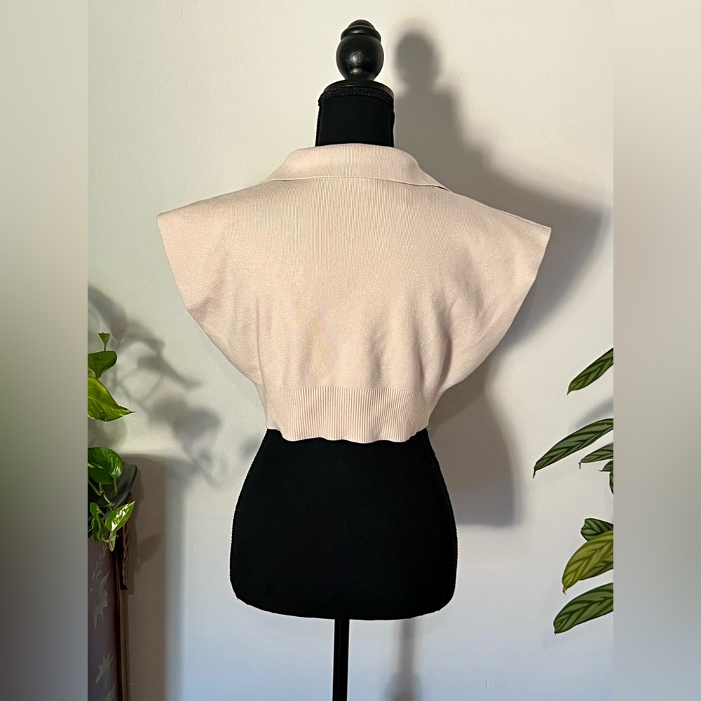 ZARA Knit  Polo Collar Cropped Top (FREE Choker Necklace) - Picture 4 of 13